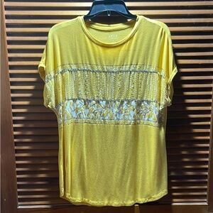 Apt. 9 Yellow Silver Embellished Short Sleeve Tee